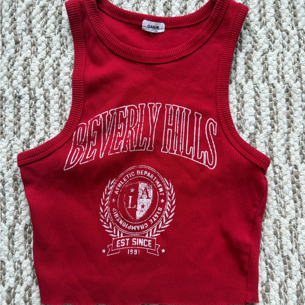 Garage Red Crop Top Athletic Style